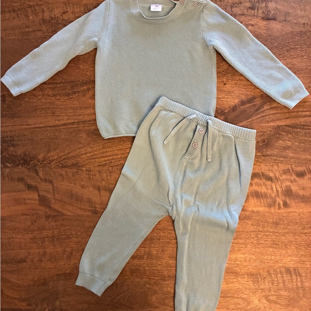 Nordstrom 18 mo Cotton Sweater and Pant Set in Baby Blue